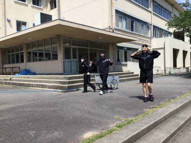 抜いた草を運ぶ様子